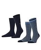 Burlington Herren Socken Everyday Stripe Mixed 2-Pack M SO Baumwolle gemustert 2 Paar, Blau (Marine 6120), 40-46