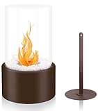 Bio-Ethanol-Kamin für drinnen und draußen, Camping-Glasplatte, Kaminfeuer Katy schwarze Tischplatte rund (Bronze)