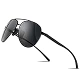 SUMGAIT Sonnenbrille Herren Polarisierte Pilotenbrille Herren Metallrahmen UV400-schutz (Schwarz Rahmen/Graue Linse) SGT289HH DE