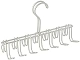 iDesign Classico Krawattenhalter, Bügel aus Metall mit 14 Haken für Gürtel und Krawatten, mattsilberfarben, Satiniert