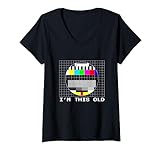 Damen TV Testbild I'm this old Geburtstag 80er Fernsehtestbild T-Shirt mit V-Ausschnitt