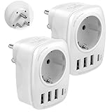 VINTAR 2 PCS Reiseadapter Indien, Reiseadapter Typ D mit 3 USB und 15W 1USBC, Indien Adapter Steckdose für Indien Sri Lanka, Nep