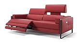 Sofanella 3-Sitzer Milo Ledersofa Relaxsofa Couch in Rot