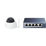 Technaxx WiFi IP-Cam Speed Dome PRO FullHD Outdoor TX-67 Überwachungskamera & TP-Link TL-SG105 5-Ports Gigabit Netzwerk Switch (bis 2000 MBit/s im Vollduplexmodus) blau metallic