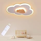 FANLG LED Deckenlampe Wolken, 26W 50CM Kinderlampe Deckenleuchte dimmbar mit Fernbedienung 3000-6000K, kreative Wolkenlampe Holz Deckenlampe für Kinderzimmer | Schlafzimmer | Wohnzimmer