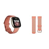 Fitbit Versa 3 - Gesundheits- & Fitness-Smartwatch mit 6-monatiger Premium-Mitgliedschaft, GPS, Altrosa/Softgold, Einheitsgröße & Unisex-Adult Versa 3/Sense Armband (Small)
