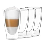 DUOS 4X 400ml Latte Macchiato Gläser Set - Doppelwandige Thermo Gläser, Cappuccino Gläser - Kaffeegläser doppelwandig - Latte Macchiato Gläser Doppelwandig by Feelino