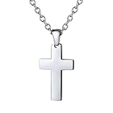 PROSTEEL Kreuzanhänger Edelstahl Christlich Kreuz Halskette Minimalist Unisex Halskette für Männer Frauen Jungen Mädchen, Silber-S