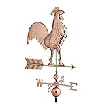 Relaxdays Wetterhahn, Metall, Windrichtungsanzeiger fürs Dach, Garten, Windfahne mit Himmelsrichtungen & Pfeil, Kup