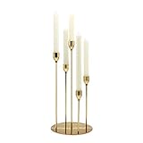 VINCIGANT Kegel Kerze Golden Kerzenhalter, 5 Arm Metall Kerzenhalter, Verwendet Für Weihnachten Tischhochzeit Dekoration