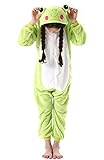 ULEEMARK Jumpsuit Onesie Tier Fasching Karneval Halloween Kostüm Kinder Mädchen Junge Sleepsuit Overall Pyjama Unisex Lounge Cosplay Schlafanzug Frosch for Höhe 90-148CM