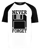 Floppy Disk - Never Forget Unisex Weiß Baseball T-Shirt Herren Damen Kurze Ärmel Short Sleeves XXXL