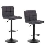 WOLTU Barhocker 2er Set Barstühle Anthrazit, Höhenverstellbar, Drehstühle, Küchenstühle mit Rückenlehne und Fußstütze, Robuster Metallrahmen, gemütliche PU weiche S