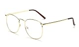 DAUCO Metall Frame Runde Brille Retro Metall Klare Linse Brille, Unisex, Schwarz, Golden, Silbern Farbe