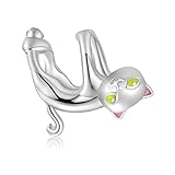 BIXPAK 925 Sterling Silber Bead Charms, DIY handgefertigter plattierter Katzenanhänger for Pandora Troll Chamilia Biagi Armband und Halsketten im europäischen Stil BSC520 (Color : Silver)