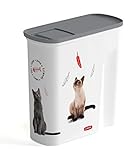 Curver Futter-Container 2,5kg I Verseuse 6L Chat, weiß/grau/Love Pets Katzen