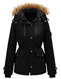 TOMEEK Damen Winterjacke Winter Wintermantel Warm Jacke Gefüttert Mantel Parka Damen-mäntel mit Kapuze Teddyfell Winterparka Skijacke Kurzmantel Outdoor Elegant Fleecejacke(Schwarz,XL)