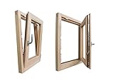 Fenster in rauen Holzfenstern cm L 60 x 80 H – Doppelglas – Griff – gebeizt – zu behandeln: Imprägnier/Lack – in jeder Farbe