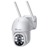 Ctronics PTZ Überwachungskamera Aussen, 1080P Kabellose IP WLAN Digitaler Zoom Outdoor Dome Kamera mit Automatische Verfolgung, 30m Nachtsicht in Farbe, 2-Wege Audio, IP66 Wasserdicht, 64GB SD-Karten