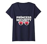 Damen Prinzessin Security Lustiges Familienurlaub Passendes Design T-Shirt mit V