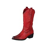 Elara Damen Cowboy Stiefel Biker Boots Chunkyrayan 301-A32 Red-39