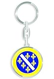 aprom Bosnien Schlüsselanhänger + Sticker - WM EM Fussball - Metall-Keyholder mit 3D Effekt. Mit Auto PKW Aufkleber RD