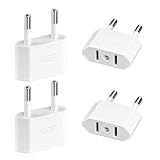 4 Stück US nach EU Reiseadapter, USA Stecker auf Deutschland/Europa 2-Pin Konverter, Kompatibel mit Geräten mit US-Netzteil für Amerika, Kanada, Mexiko, Spanien, Ägyp
