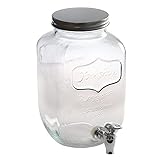 Monsterzeug XXL-Getränkespender, Vintage Wasserspender mit Zapfhahn, Glasbehälter mit Zapfhahn, Glas, 3,5 Liter