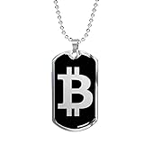 Express Your Love Gifts Bitcoin BTC Crypto Currency Trader Black Necklace Edelstahl Gold 18k Gold Dog Tag 24'