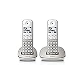 Philips XL4902S/34 DECT-Komforttelefon mit Anrufbeantworter - 2 Schnurlose Festnetztelefone - Senioren-Telefon mit 2 Mobilteilen - Lautstärkeregelung - 16 Stunden - Weiß