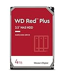 WD Red Plus interne Festplatte NAS 4 TB (3,5'', Datenübertragung bis 175 MB/s, Workload 180 TB/Jahr, 5.400 U/min, 128 MB Cache, 8 Bays) Rot