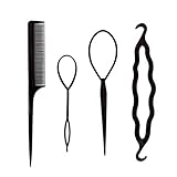 Clyhon -4pcs Hair Tail Twister Inhaber Frisurenhilfe Band Schwarz Dutt Styler Haartwister Haare Frisuren Set Frisurenhilfe Set Haare Styling Set Haar Clip-Pads