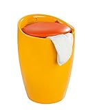 WENKO 20626100 Hocker Candy Orange - Badhocker, mit abnehmbarem Wäschesack(100 % Polyester), Kunststoff - ABS, 36 x 50.5 x 36 cm, Orange