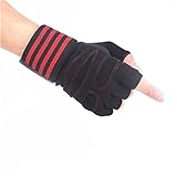 Gewichtheberhandschuhe mit Handgelenkstütze für schwere Übungen Bodybuilding Gym Training Fitness Handschuhe Trainingshandschuhe -Red gloves-1-L