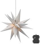 goobay 64788 LED Weihnachtsstern 3D Ø 56 cm/Stern mit 18 Zacken und Timer/Weihnachtsdeko/LED Stern für stimmungsvolle Atmosphäre/LED Batteriebetrieben/Wanddeko/Leuchtstern/weiß
