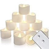 Homemory 12 Stück Teelichter Flackern mit Fernbedienung, Elektrische Batterie LED Kerzen, inklusive Batterien, Deko für Weihnachten, Hochzeit, Party, Warmweiße Lichter
