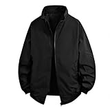 Générique Softshell-Jacke, lässig, sportlich, für Herren, Frühling/Herbst, Jacke, einfarbig, Tracksuit, Jacke, Top, Herren, winddicht, leicht, langärmlig, Schwarz, M
