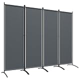 Outsunny Paravent 221 x 172 cm, Gartenparavent mit 4 Paneelen, Trennwand mit Breiten Füßen, für Terrasse, Pool, aus 180 g/m² Polyestergewebe, dunkelg