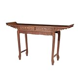 Meditationstisch im chinesischen Stil, Buddha-Tisch, Massivholz, Konsolentisch mit dekorativen Gegenständen (Größe: S: 146 x 48 x 108 cm)