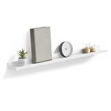 SONGMICS Wandregal, Schweberegal, 10 x 110 cm, Wandboard für Bilderrahmen und Bücher, Bilderregal für Wohnzimmer, Schlafzimmer, Bad, Küche, weiß LWS46WT