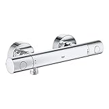 GROHE Grohtherm 800 Cosmopolitan - Thermostat-Brausebatterie (wassersparend, S-Anschlüsse, mit ergonomischem Metallgriff & Spartaste), chrom, 34765000