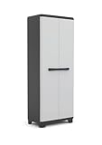 Keter Linear Kunststoffschrank, hoch, hellgrau/schwarz/blau, 68 x 39 x 173