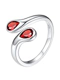 Silvora Offenes Damen Zirkonia Verlobungsring Silber 925 Toi Et Moi Ehering 2mm breit Granat Geburtsstein Fingerring Freundschaftsring Versprechenring für Freudin Mama O