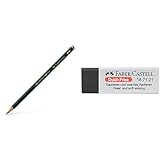 Faber Castell 119000 Bleistift CASTELL 9000, HB, Pack 12 & 187121 - Radiergummi Dust-Free, Kunststoff, schwarz
