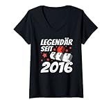 Damen Gamer Legendär Seit 2016, Wasd Gaming Geburtstag T-Shirt mit V-Ausschnitt