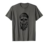 Totenkopf Kapitän Captain Skull Bart Hipster Seemann Pfeife T-S