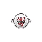 Mylery Ring mit Motiv Stadt-Wappen Flagge Leverkusen Silber 14mm