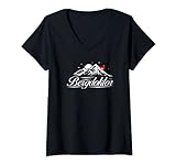 Damen Bergdoktor Alpen Berge Wandern Trekking Klettern Zugspitze T-Shirt mit V-Ausschnitt
