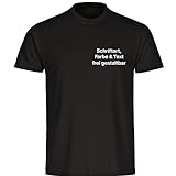 König® Herren T-Shirt Druck Brust mit Wunschtext (Schriftart, Schriftfarbe und Artikel Farbe wählbar) Shirt Männer Größe:L schwarz