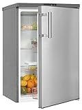 Exquisit Vollraumkühlschrank KS16-V-HE-011D inoxlook | 134 l Nutzinhalt | Edelstahloptik | Kühlen | Gemüsefach | LED Licht | Türanschlag wechselbar